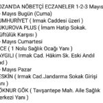 KOZAN’DA NÖBETÇİ ECZANELER 1-2-3 Mayıs