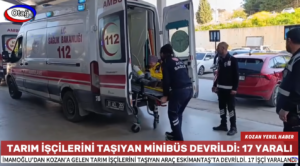 KOZAN’DA TARIM İŞÇİLERİNİ TAŞIYAN MİNİBÜS DEVRİLDİ: 17 YARALI