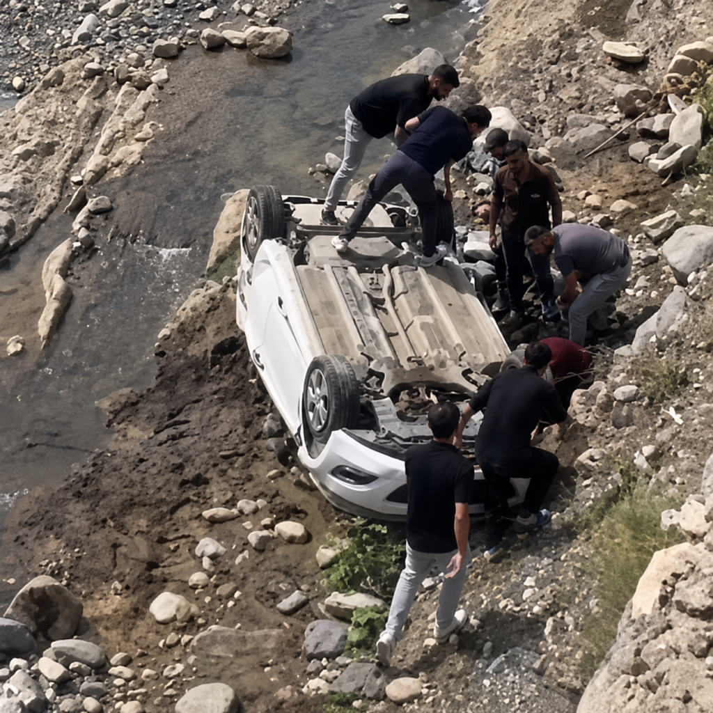 Aladağ ilçesinde otomobilin dere yatağına devrilmesi sonucu 2 kişi hayatını kaybetti, 1 kişi yaralandı.