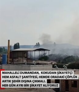 Hem asfalt şantiyesi hem de bölgedeki çöplük mahalle sakinlerini canından bezdirdi.