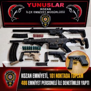 KOZAN POLİSİNİN HAFTALIK ÇALIŞMASI; 6 TUTUKLAMA, 6 RUHSATSIZ SİLAH!