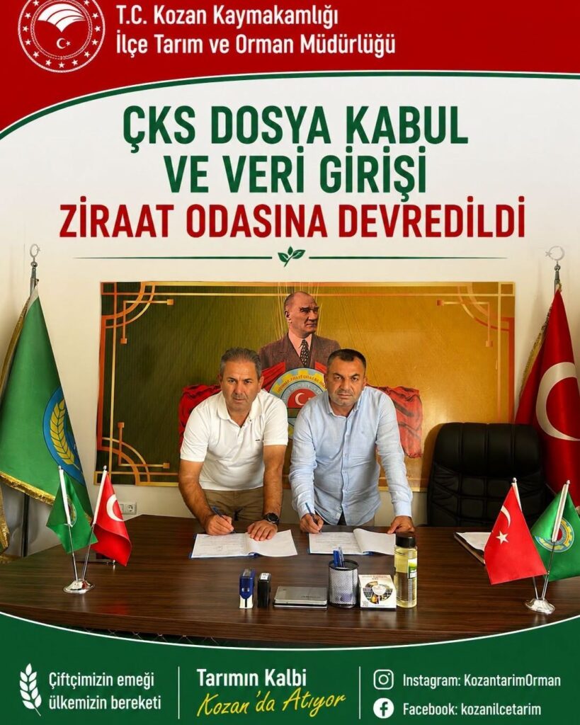 ÇKS KAYIT VE DOSYA KABUL YETKİSİ KOZAN ZİRAAT ODASI’NA DEVREDİLDİ